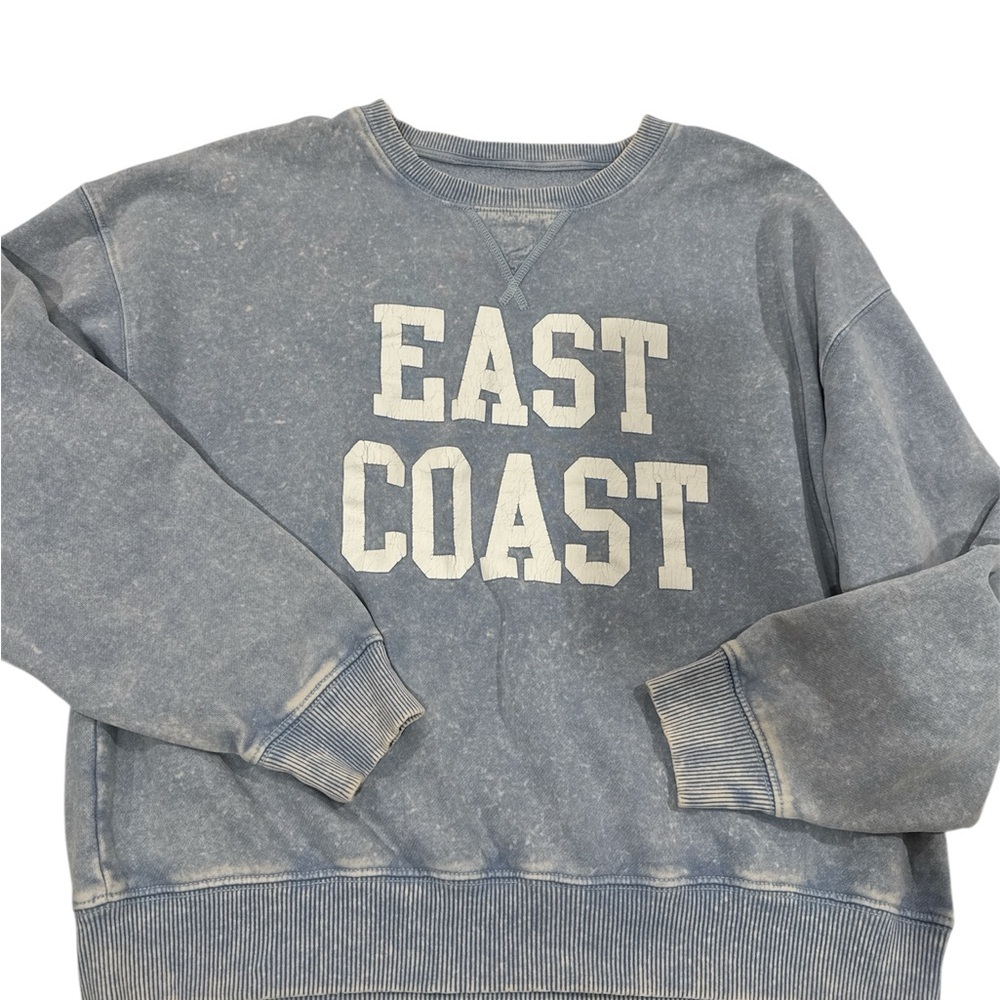 American Eagle Outfitters Vintage Washed Blue 'EAST COAST' Crewneck - Picture 1 of 6